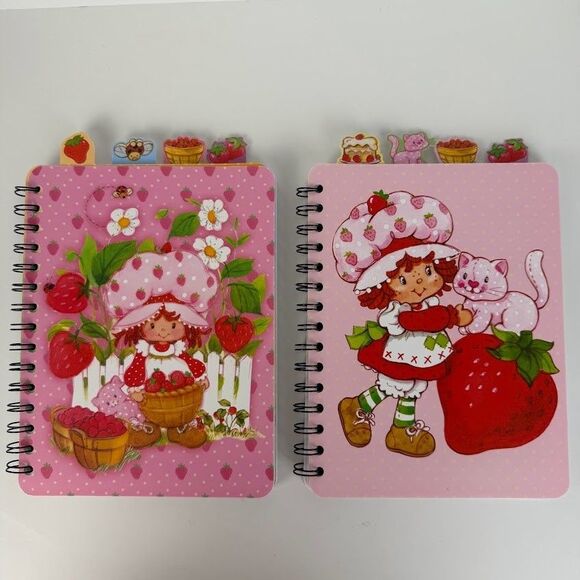 Other - Two Strawberry Shortcake Vintage Style Spiral Tabbed Notebooks/Journals, 9x6.5"